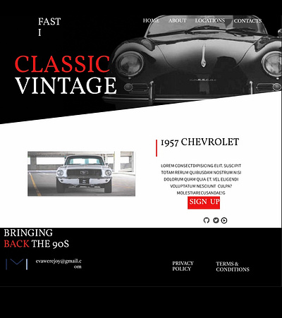 Vintage car website branding design ui website