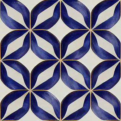 Geometric | Lisbon blue geometric illustration pattern red seamless tile tileable watercolor white yellow