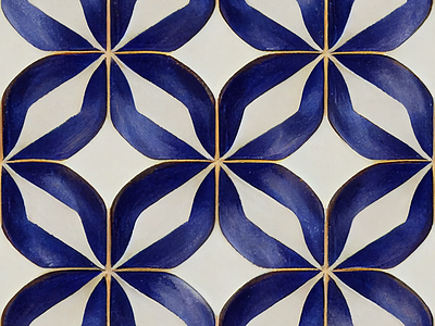 Geometric | Lisbon blue geometric illustration pattern red seamless tile tileable watercolor white yellow
