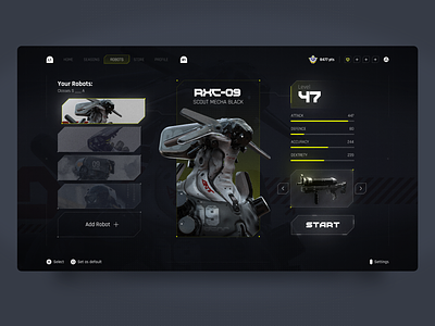 Game UI concept 🎮 3d 3ddesign app appdesign design graphic design interfacedesign robot ui ux videogame webdesign