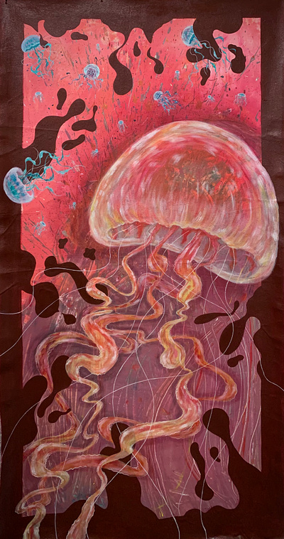 Jellyfish abstract acrylic painting