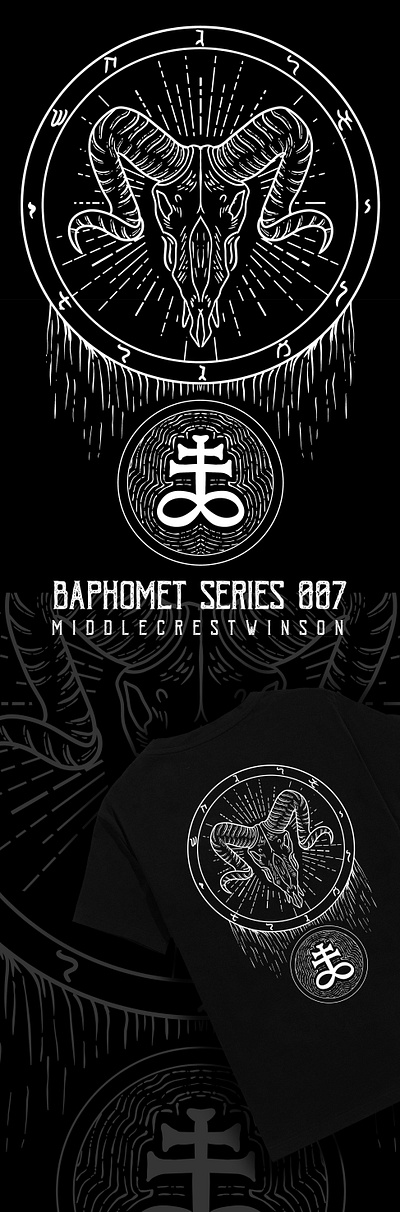 Baphomet Series 007 album cover baphomet black metal brutal creepy dark darkart darkart illustration design goat horror illustration logo metal illustration pentagram skull tshirt tshirt dark tshirt dark art tshirt design