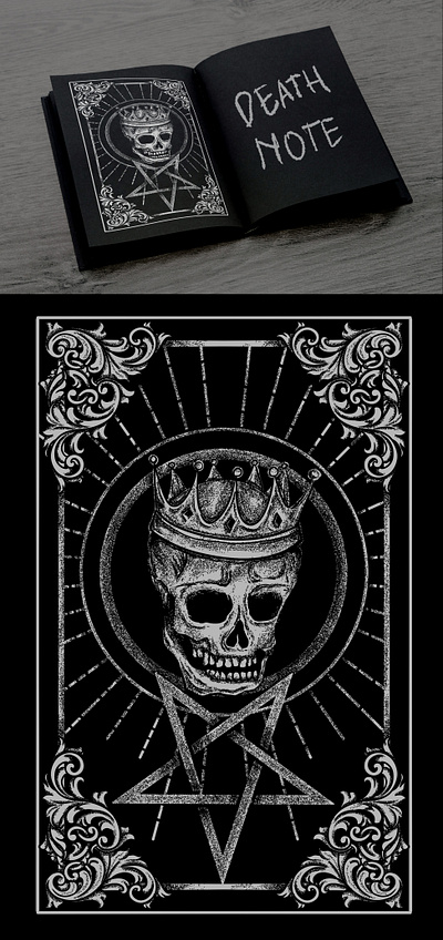 Illustration for Death Note Etnic album cover baphomet black metal brutal creepy dark darkart design illustration logo