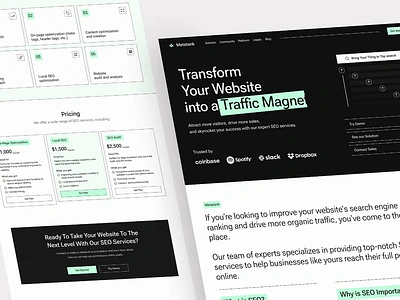 [Animation] Metatank - SEO Landing Page animation branding desktop digital marketing interaction landing page marketing motion planning pricing product search engine optimization seo service simple ui ux website