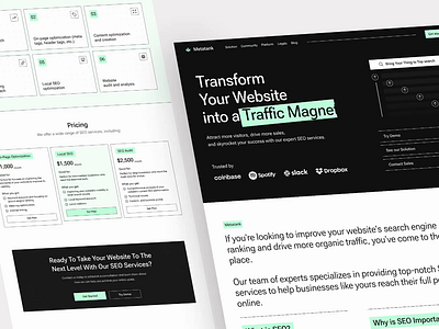 [Animation] Metatank - SEO Landing Page animation branding desktop digital marketing interaction landing page marketing motion planning pricing product search engine optimization seo service simple ui ux website