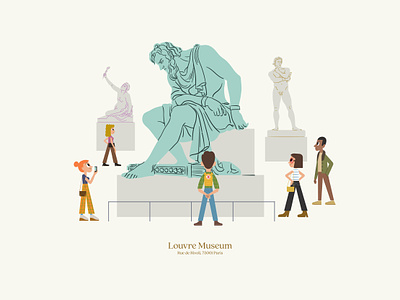 Louvre Museum art boys character character design girls illustration louvre museo museum people statues tourist vector