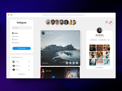Instagram - UI Concept app design branding instagram interface design minimalism mobile app redesign social media ui user experience visual design