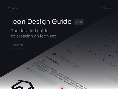 Icon Design Guide v1.0 123done clean guide guidline icon icon design guide icon guide icon set icons minimalism notion notion guidline notion template ui
