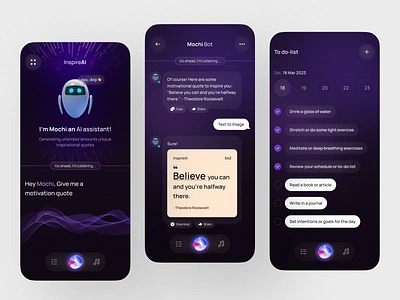 AI Assistant - Self Improvement ai ai assistant app chat chat gpt chatbot generate quotes gpt mobile motivation self improvement siri to do list ui ux