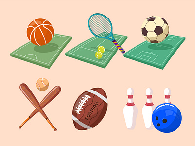 Vector sports equipment collection baseball design football graphic design illustration rugby tennis balls vector