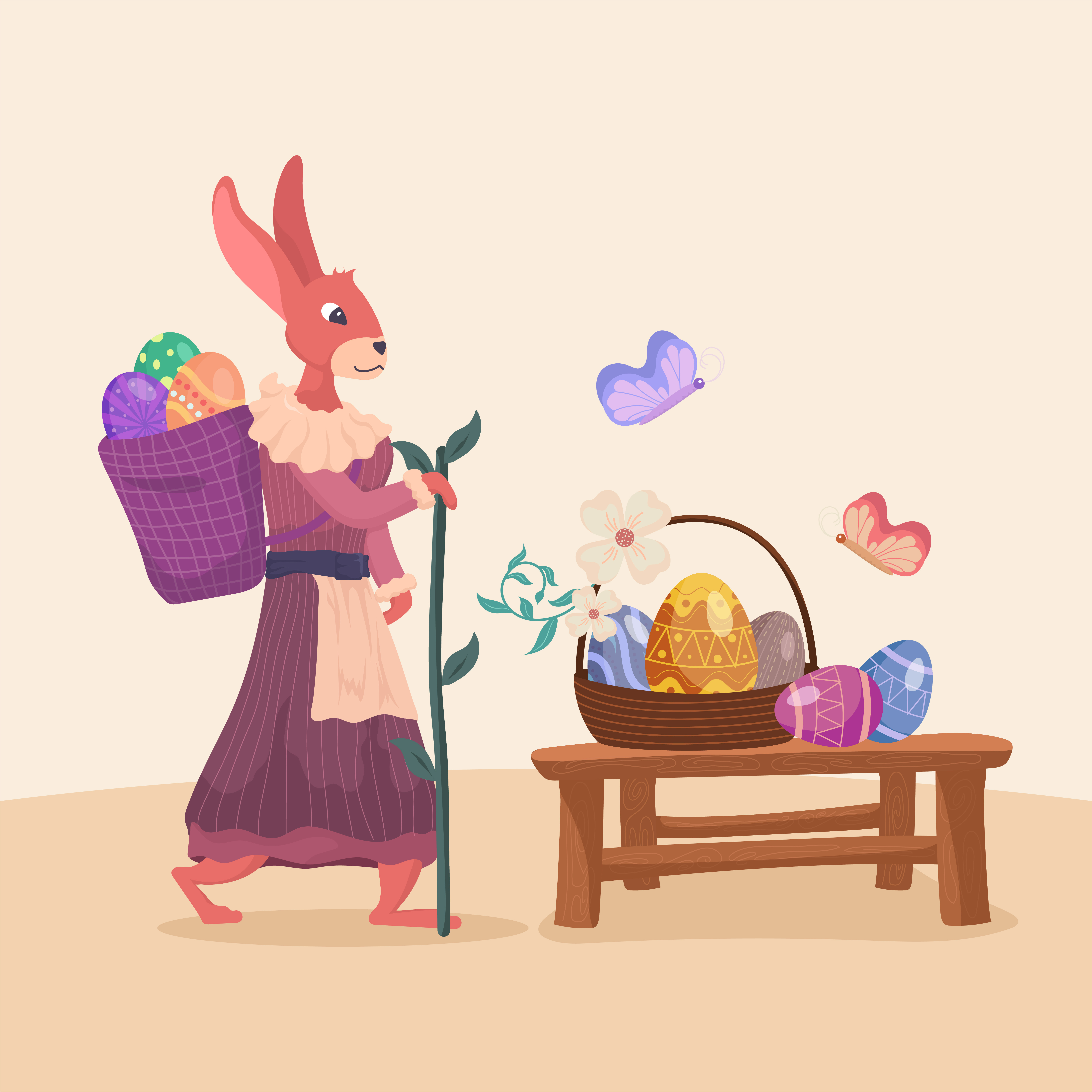 Vector illustration of easter with rabbits vecter animation design easter eggs graphic design illustration vecter vector