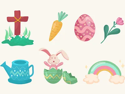 Vector easter illustration animation bunny design easter eggs flowers illustration vector