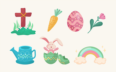 Vector easter illustration animation bunny design easter eggs flowers illustration vector