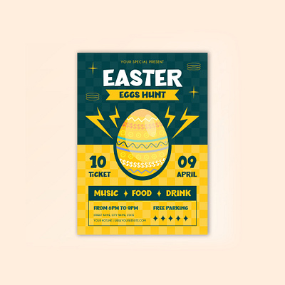 tickets for easter eggs hunt animation design easter eggs flyer graphic design illustration party poster vector