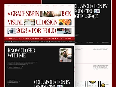 GRACE SBRIN - Portfolio Landing Page clean landing line personalweb portfolio red retro retro web space uidesign web web design