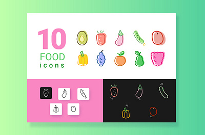 10 food line art icons app art branding design graphic design icons illustration line logo typography ui ux vector web