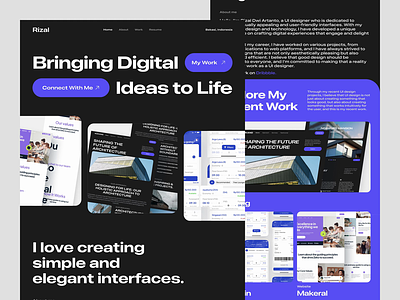 Rizal - Portfolio Website Animation aftereffect animation creative agency cv desktop home page interaction landing page personal personal website portfolio portfolio website principle protopie ui ui designer ux web web design website design