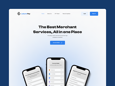 LeisurePay Landing Page Redesign bank landing page banking connect wallet design finance fintech hero section fintech landing page merchant services landing page ui web3 web3 design