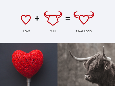 Bull and Love Logo brand branding bull bull and love logo bull logo color design dual meaning logo illustration line logo logo logo combination love love logo minimal logo prio hans typography ui vector