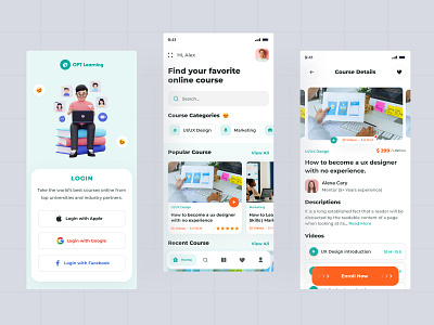 Online Course App app design course app design education learning app learning platform mobile mobile app online course online education app online school ui design ux design