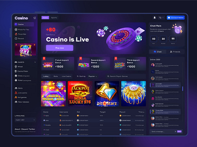 Crypto - Casino Interface bet betting casino casino design casino game casino ui crash crypto crypto dashboard cryptocurrency dashboard dice gamebling mode nft casino nft game slots spin uiux web design