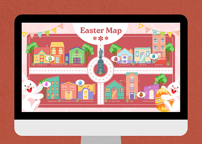 Pink and Red Cute Playful Easter Map canva canvatemplate design design graphic v graphic design illustration logo vector