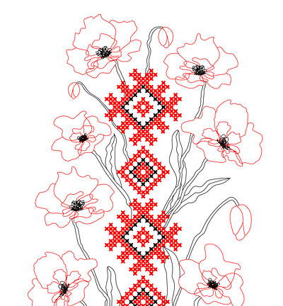 Ukrainian Embroidery with floral design design embroidery floral floral design geometric graphic design illustration line art red and black tattoo design ukrainian vector graphic