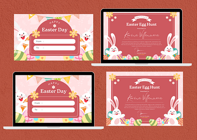 Pink and Red Cute Playful Happy Easter Greeting Cards branding canva canvatemplate design design graphic v graphic design logo