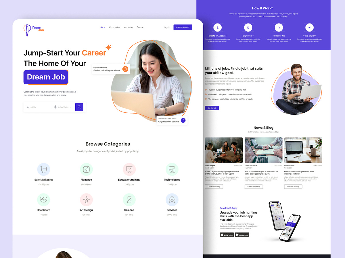 Job Portal Landing Page by Fluxcore - UI UX Design, Web Design ...