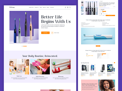 Ecommerce - Smart Toothbrush Landing and Product Page clean website ecommerce ecommerce website full website landing page minimal product page shopify website design teeth toothbrush website design uiux web design website woocommerce