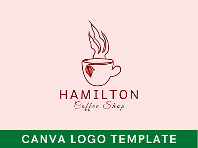 Premade Simple Coffee Cup Canva Logo Template brand identity branding canva coffee bar coffee shop logo cup logo design logo logo design restaurant logo tea logo template