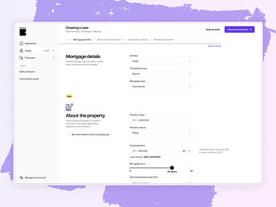 Huspy's B2B product for Mortgage Brokers in the UAE breadcrumb product design sidebar ui visual web website