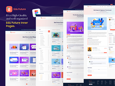 Online Education Website Templates - Inner Pages. animation branding clean design course app design e learning e learning website graphic design homepage illustration inner pages landing page logo minimal online school other pages ui uiux web ui website