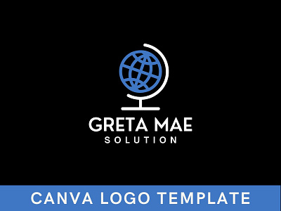 Premade Minimal Globe Canva Logo Template brand identity branding canva design global logo logo logo design tech logo template world logo