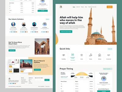 Muslim Community Web Landing Page clean design hajj and umrah halal design home page islamic platfrom islamic web concept landing page minimal mosque muslim web prayer quran platform ui ux