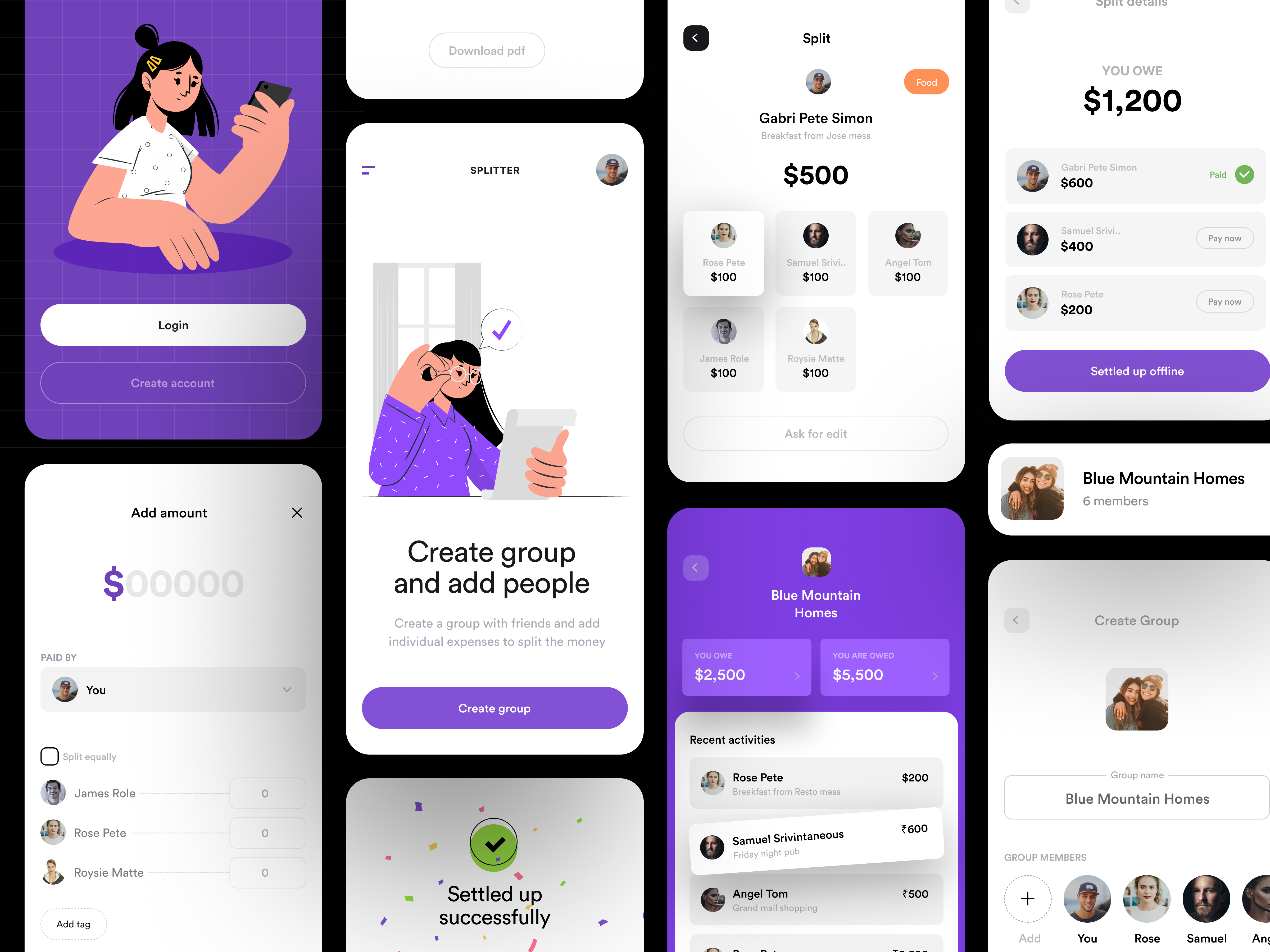 Example of Split money app