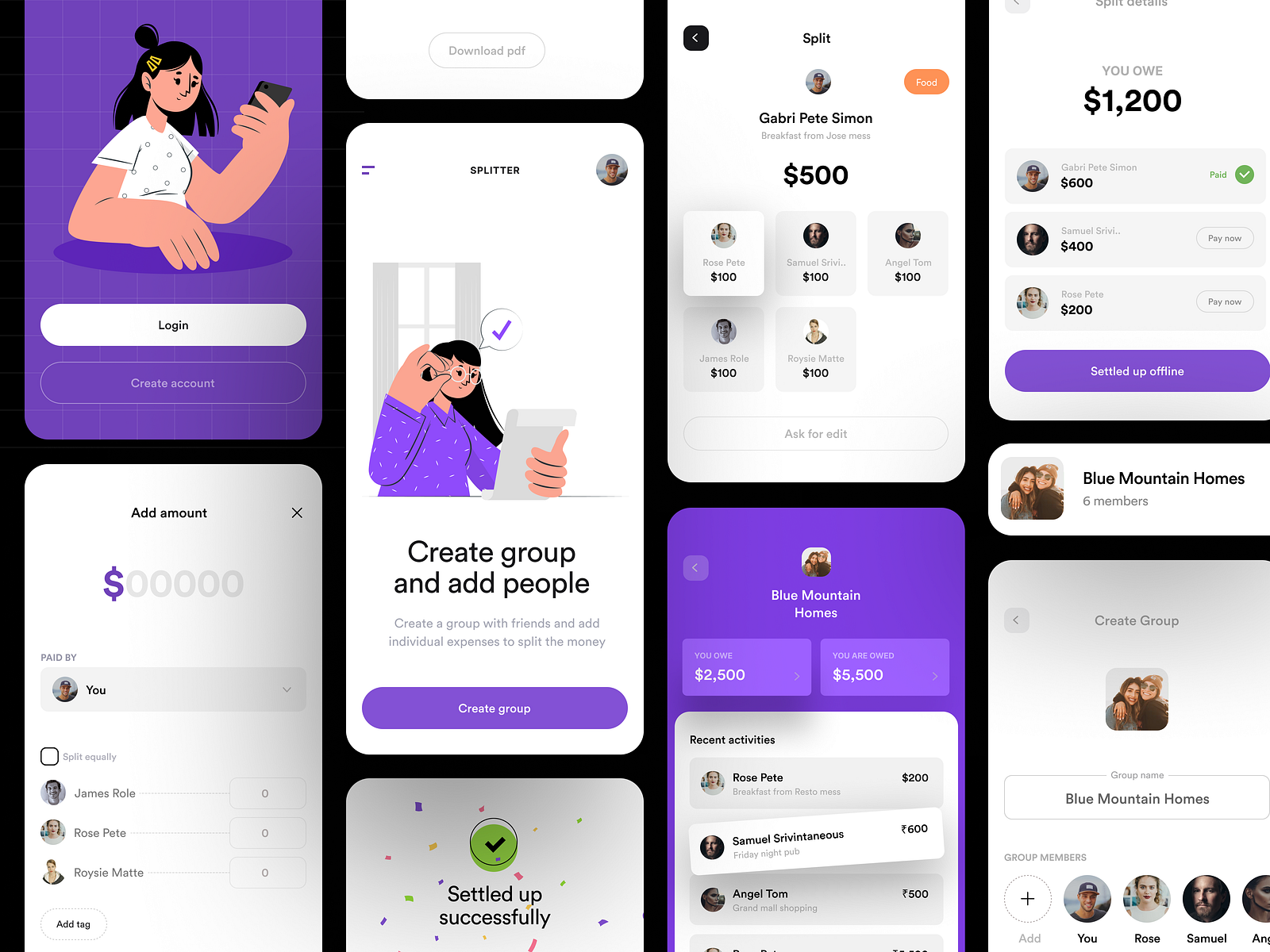 Split money app by Akshay Devazya on Dribbble