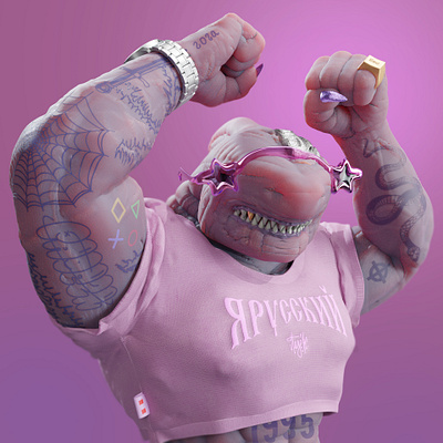 The Jaeger # Padezh 3d 3d illustration blender cg children cloth cycles render design ff00f6 graphic design illustration kid logo nft pink russian tattoo