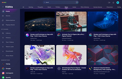 VidMa is a YouTube Alternative Web App ui ui ux design ux web app youtube
