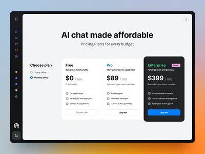 Brainwave – Pricing table ai ai figma kit ai ui kit brainwave clean dark mode dark theme figma ui deisgn light mode minimal pricing pricing page pricing table ui ui design ux ux design web app web design web mobile