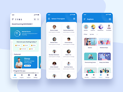 Mental Health App prototyping ui ux design wireframing