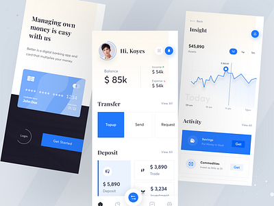 Banking App UI Design android app bank card banking business credit card finance finance app financial financial app fintech invest investment ios mobile mobile banking money ui ux wallet