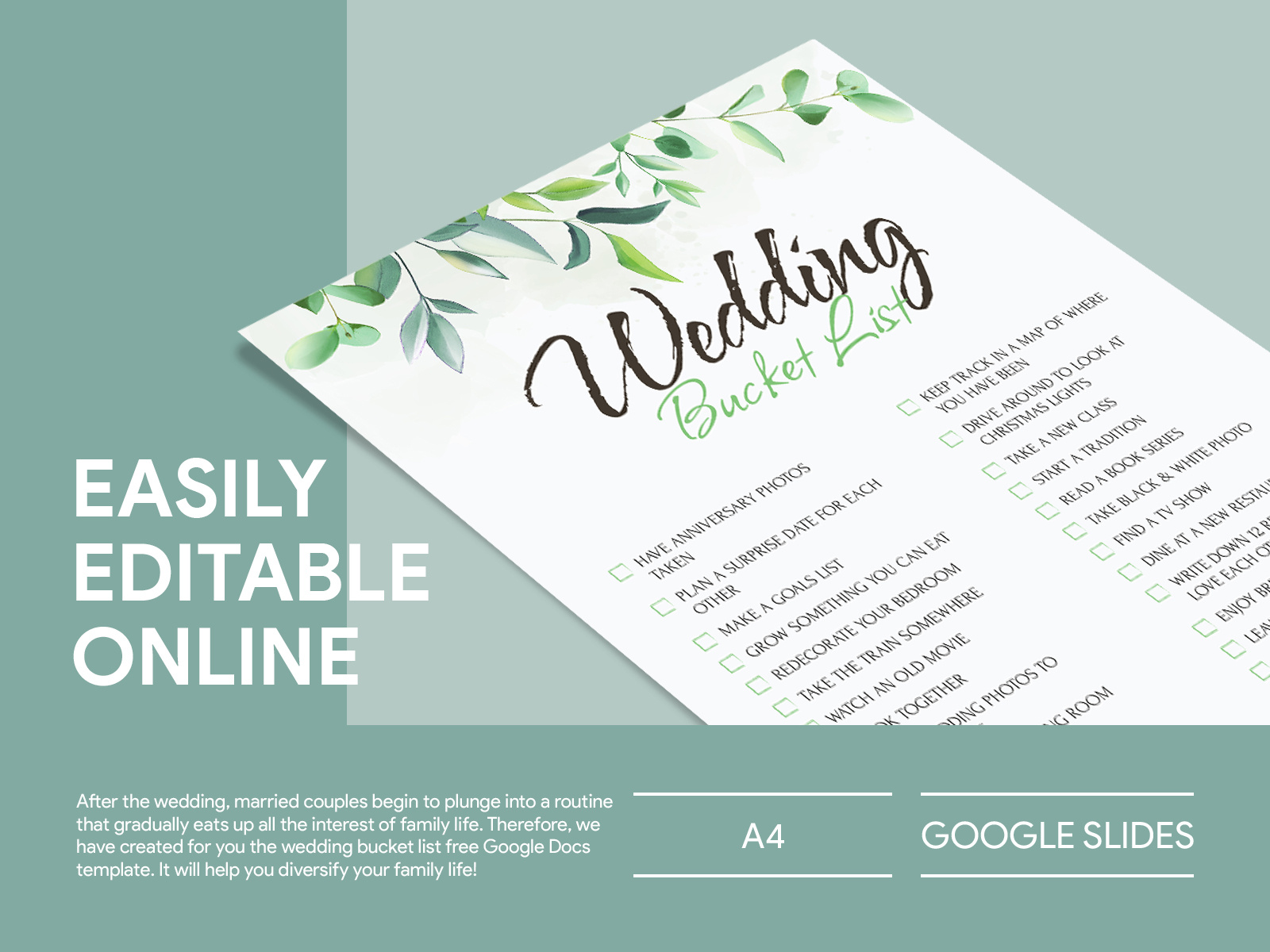 Wedding Bucket List Free Google Docs Template by Gdoc on Dribbble