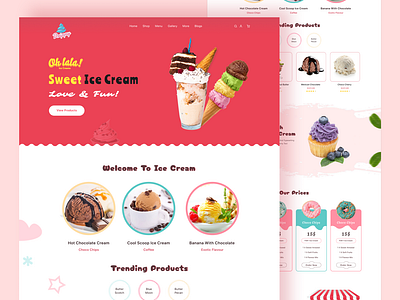 Gourmet ice cream ui ux design web design