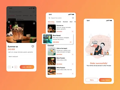 Mobile App for Bar and Restaurant agency animation app app design bar brand daily ui drink mobile animation mobile app mobile app design mobile application mobile design mobile ui motion graphics restaurant app restaurant mobile app ui ui design ui ux