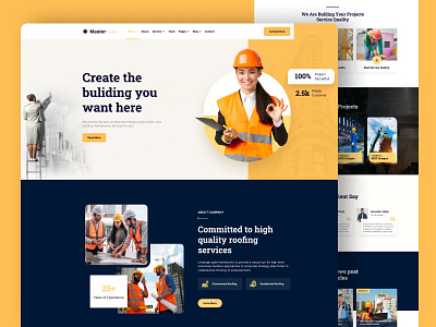 Masterclass - Construction Landing Page architect architecture building company company profile construction constructor footer header hero section home house landing page lay property real estate ty typography uiuxdesign website