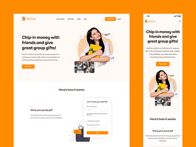 Group Gifting Application app branding clean design landing page minimal modern ui website