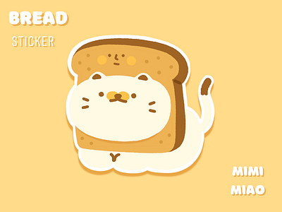 "Bread" Cat Hat Sticker bread cat cat hat design illustration sticker