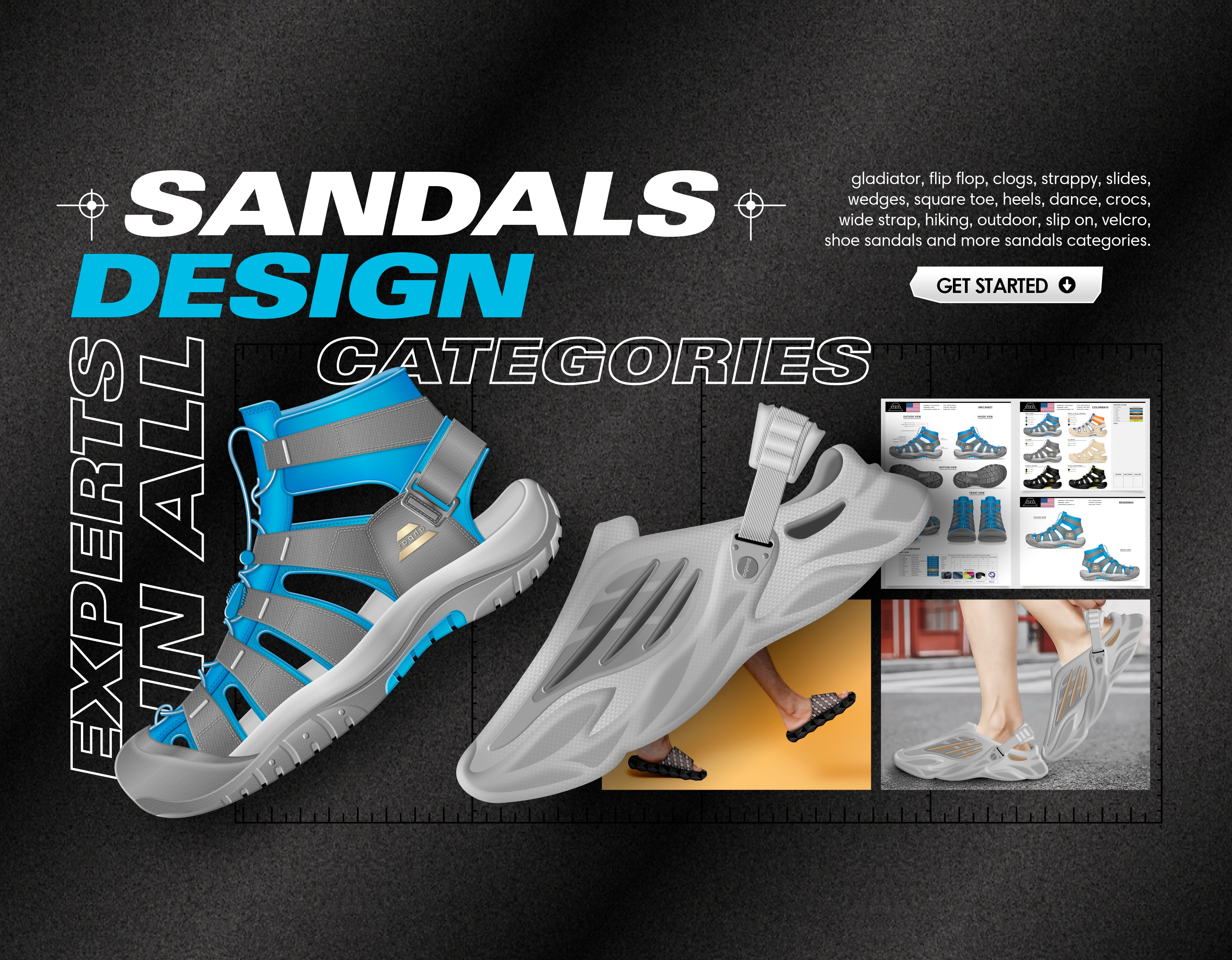 Sandals Design All Categories concept design design footwear design graphic design illustration sandals design shoes design technical drawing techpack design vector