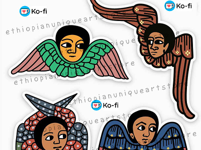 Ethiopian Angels Art Series 2 ancient art angel angel art art church emboss creative studio ethiopian ethiopian angel ethiopian angel art ethiopian religious art ethiopian unique art store illustration orthodox religious vector